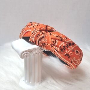 ORANGE HANKERCHIEF PATTERN CLOTH HEADBAND Paisley western